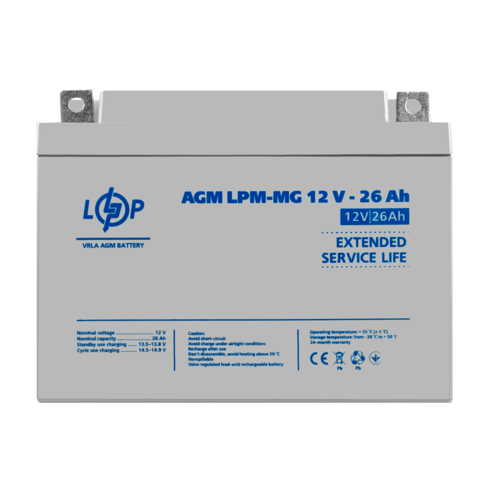 Акумуляторна батарея LogicPower LPM-MG 12V - 26 Ah мультигелева