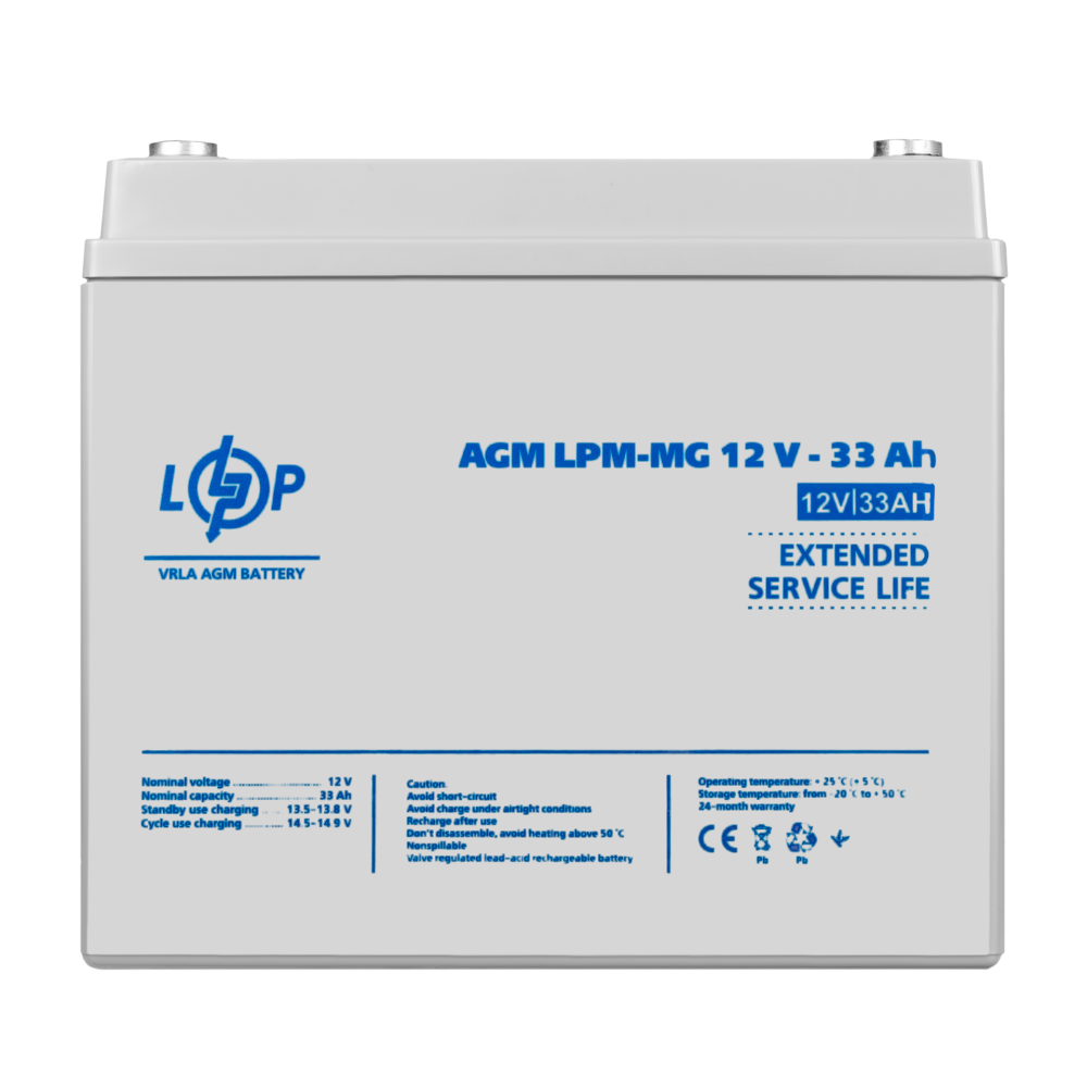 Аккумуляторная батарея LogicPower LPM-MG 12V - 33 Ah мультигелевая