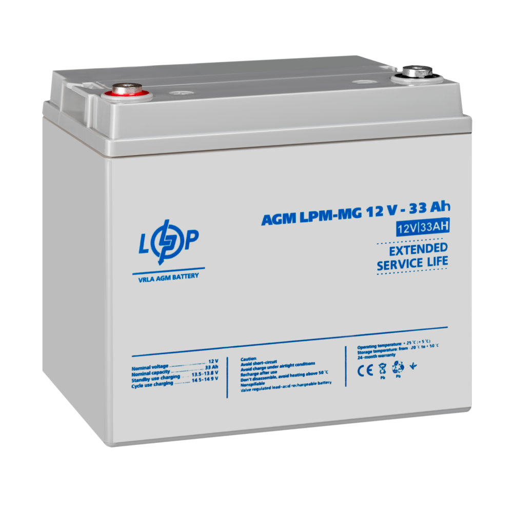 Аккумуляторная батарея LogicPower LPM-MG 12V - 33 Ah мультигелевая