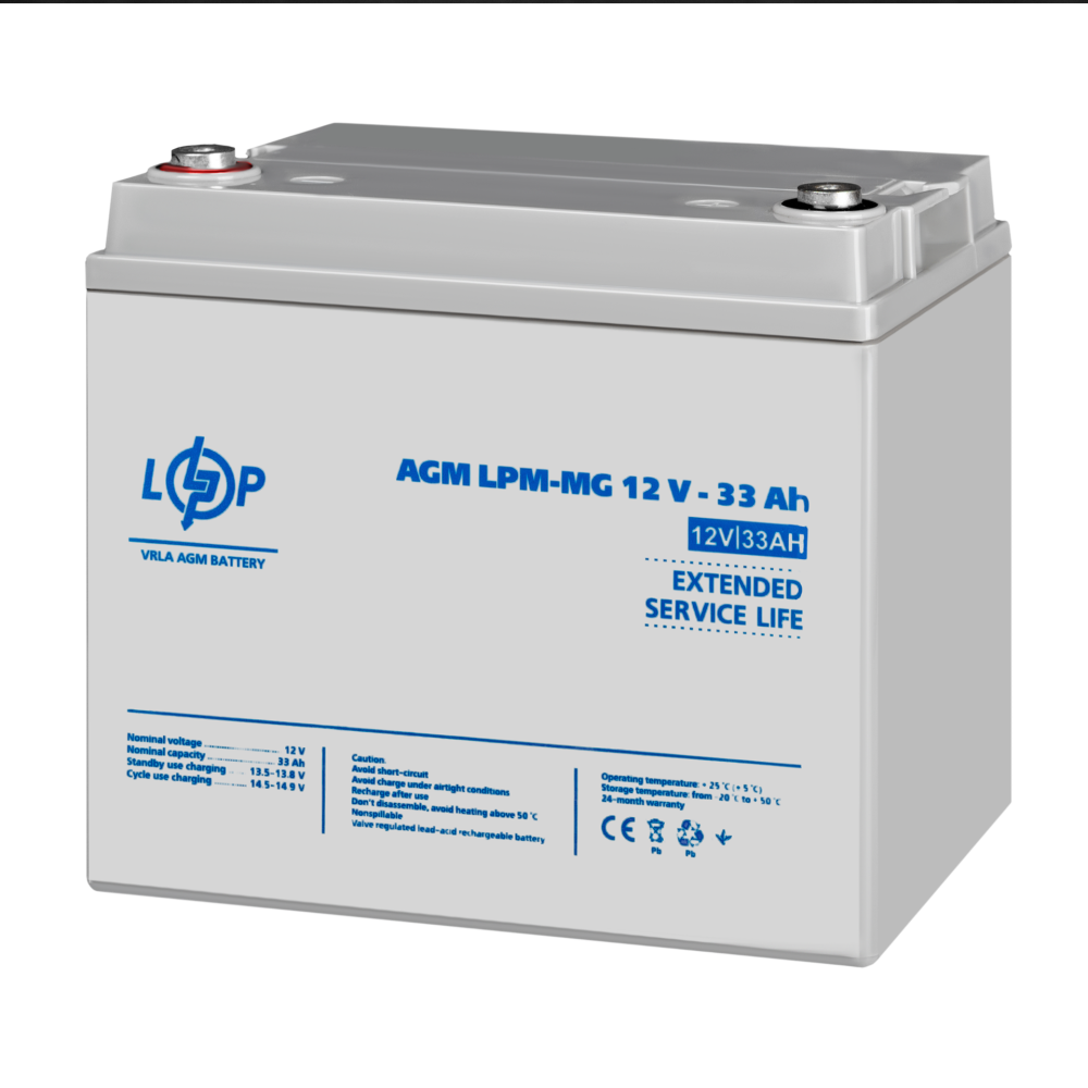 Аккумуляторная батарея LogicPower LPM-MG 12V - 33 Ah мультигелевая
