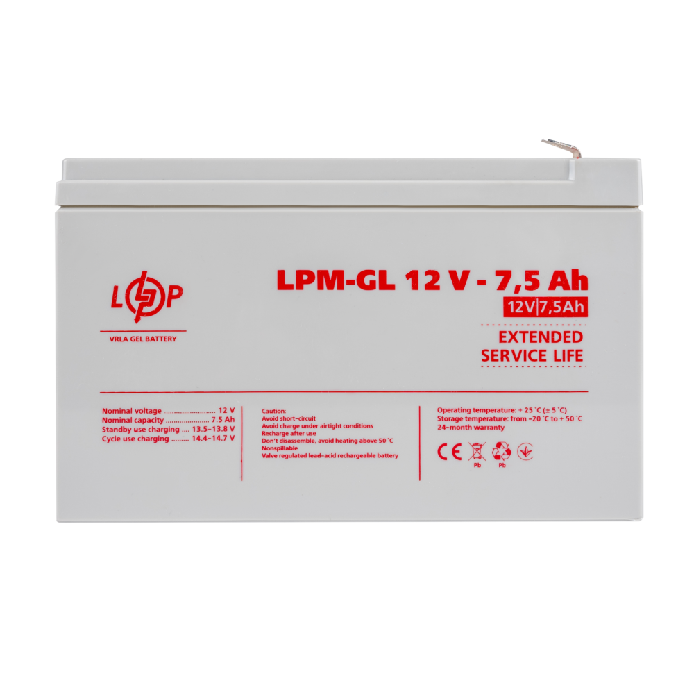 Акумулятор гелевий LogicPower LPM-GL 12V - 7.5 Ah