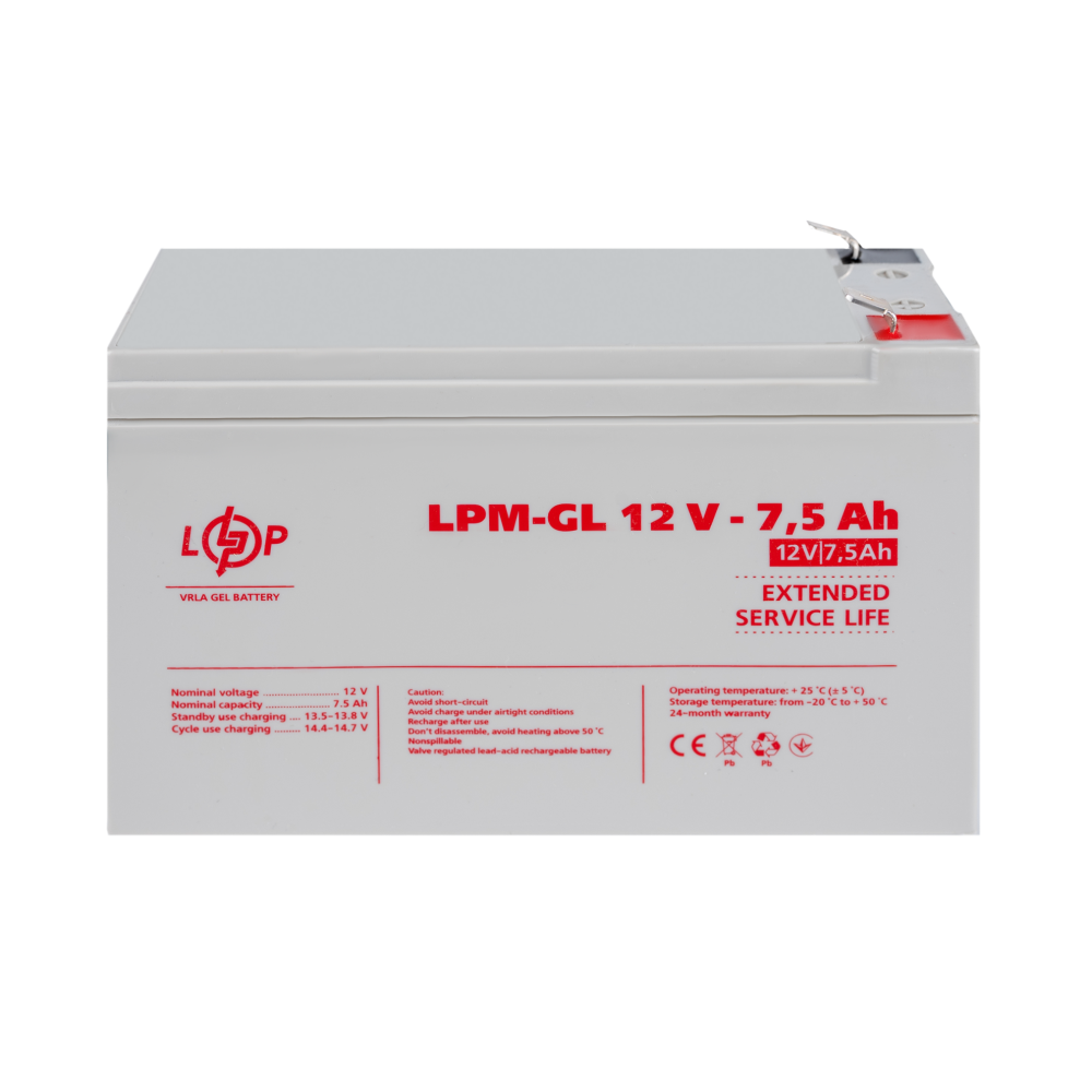 Акумулятор гелевий LogicPower LPM-GL 12V - 7.5 Ah