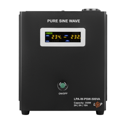 ДБЖ з правильною синусоїдою 12V LPA-W-PSW-500VA(350Вт) 2A/5A/10A
