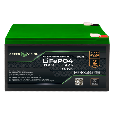 Аккумулятор Green Vision GV LiFePO4 12,8V - 6Ah (76Wh)