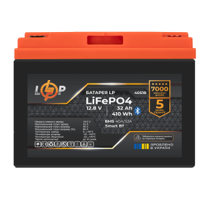 Аккумулятор LP LiFePO4 12,8V - 32 Ah (410Wh) (BMS 40А/32A) пластик Smart BT