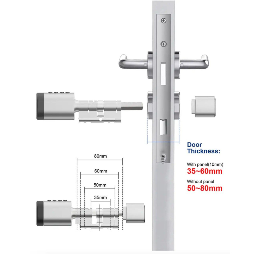 Кодовый смарт-цилиндр для замка PES Cylinder Silver 55х50Т
