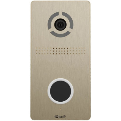 Виклична IP-відеопанель Bas-IP AV-05SD gold з безконтактною кнопокою виклику