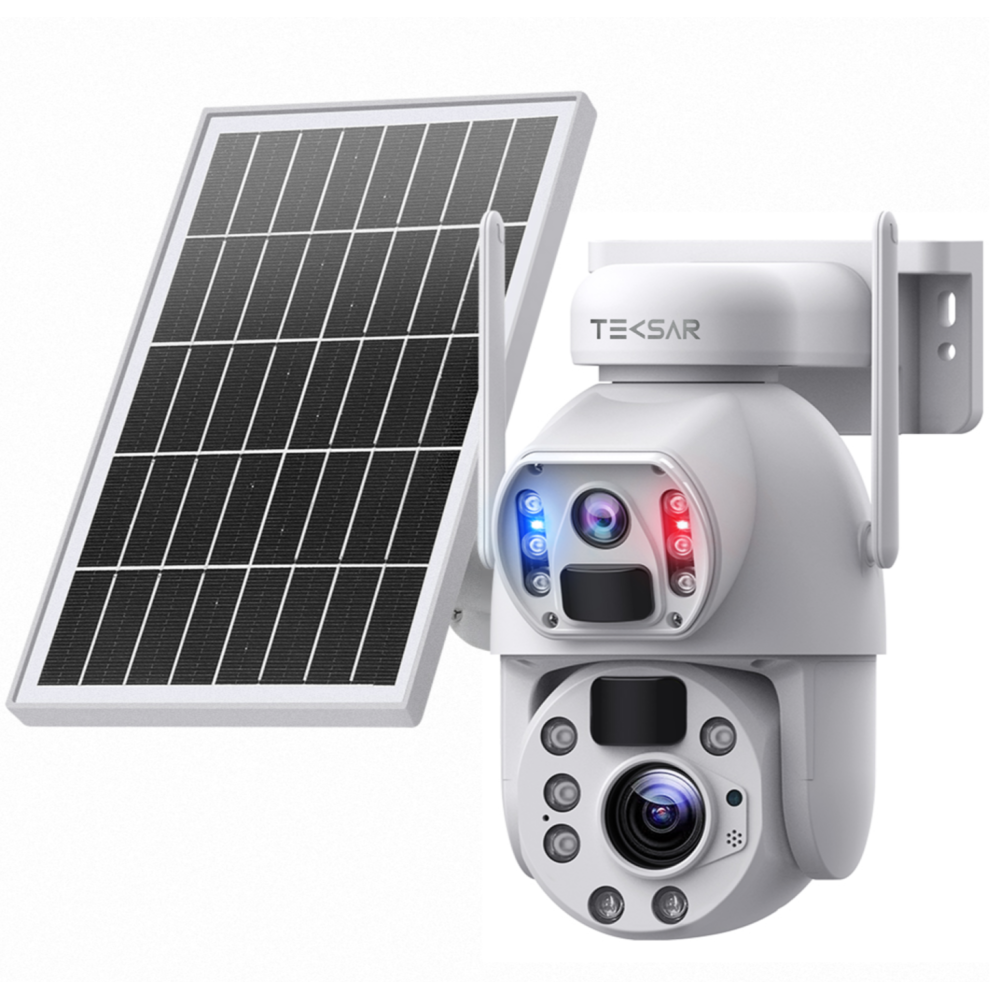 3 Мп двойная IP-видеокамера Tecsar SCM-2L6MF-20X-G-W (2 × 3 Мп) с солнечной панелью и аккумулятором