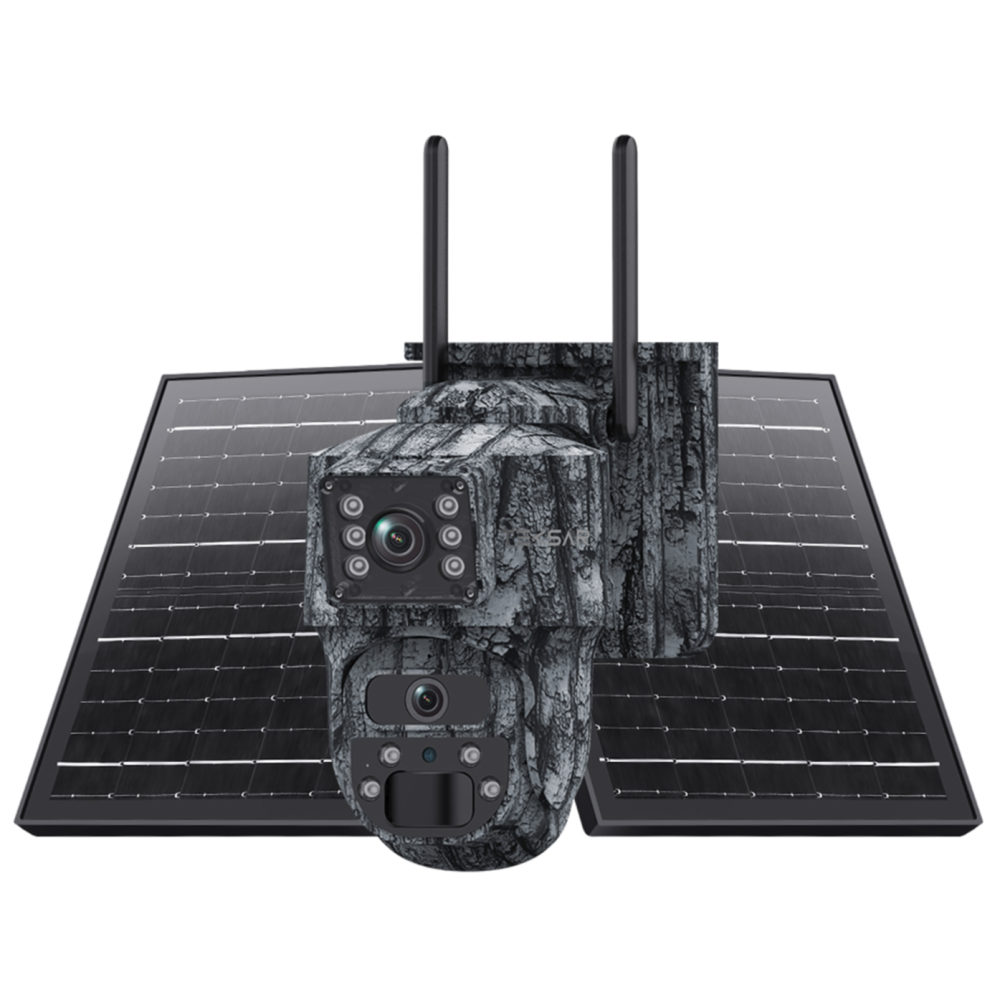 3 Мп двойная IP-видеокамера Tecsar SCM-2L6M-F-AOV-G-C (2 × 3 Мп) с солнечной панелью и аккумулятором