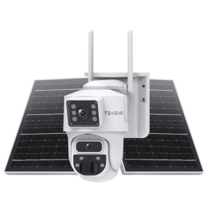 3 Мп двойная PTZ IP-видеокамера Tecsar SCM-2L6M-F-AOV-W-W (2 × 3 Мп) с солнечной панелью и аккумулятором