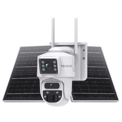 3 Мп двойная PTZ IP-видеокамера Tecsar SCM-2L6M-F-AOV-W-W (2 × 3 Мп) с солнечной панелью и аккумулятором