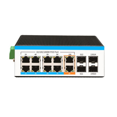14-портовый гигабит POE коммутатор HongRui HR600-AXGM-SWG2082A4S управляемый индустриальный