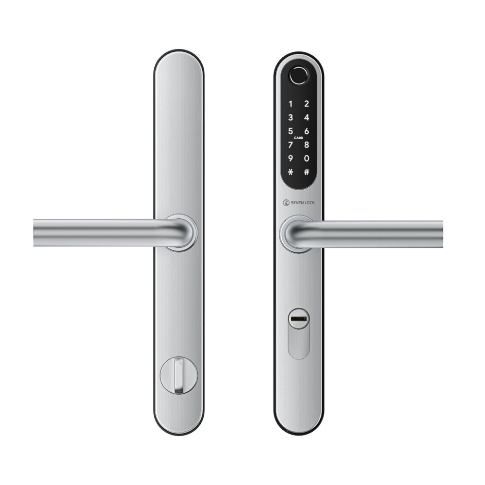 Умный дверной биометрический замок SEVEN LOCK SL-7761BF silver (без врезной части)