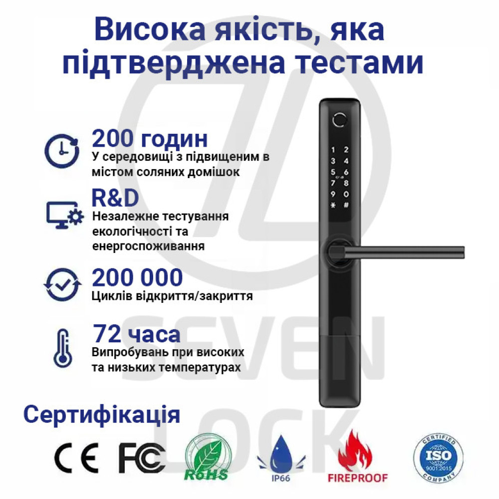 Розумний дверний біометричний замок SEVEN LOCK SL-7763BF white