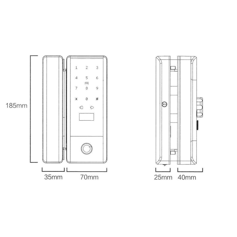 Розумний біометричний замок для скляних дверей SEVEN LOCK SL-7776BF black