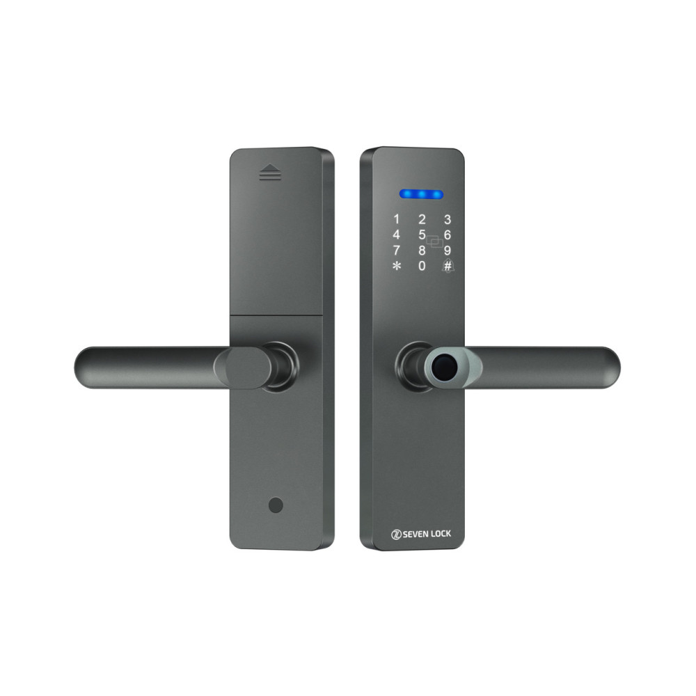 Умный дверной биометрический замок SEVEN LOCK SL-7740BF grey (врезная часть 5050)