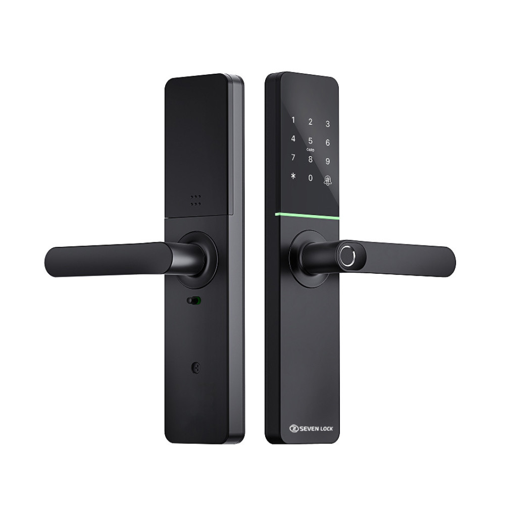 Умный дверной биометрический замок SEVEN LOCK SL-7779BFW black (без врезной части)