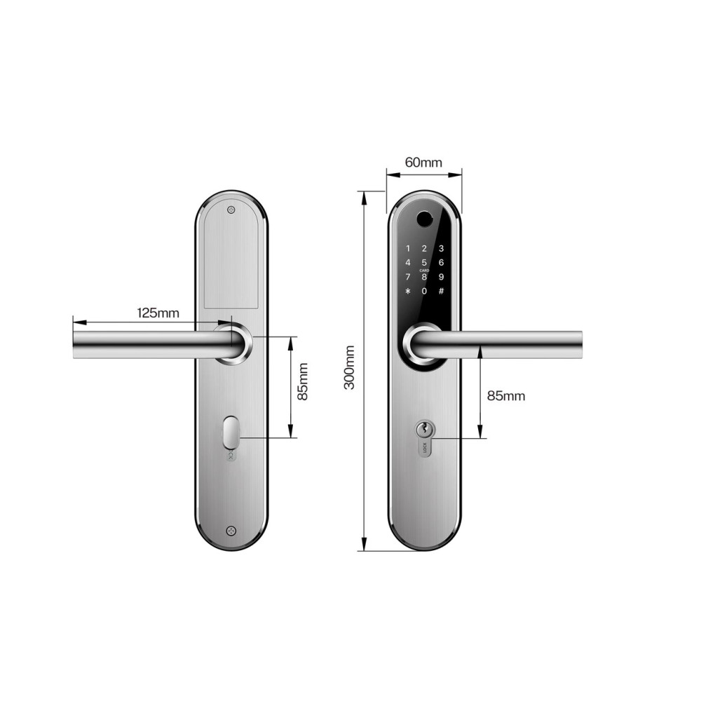 Розумний дверний біометричний замок SEVEN LOCK SL-7768BF (85мм) silver (без врізної частини)