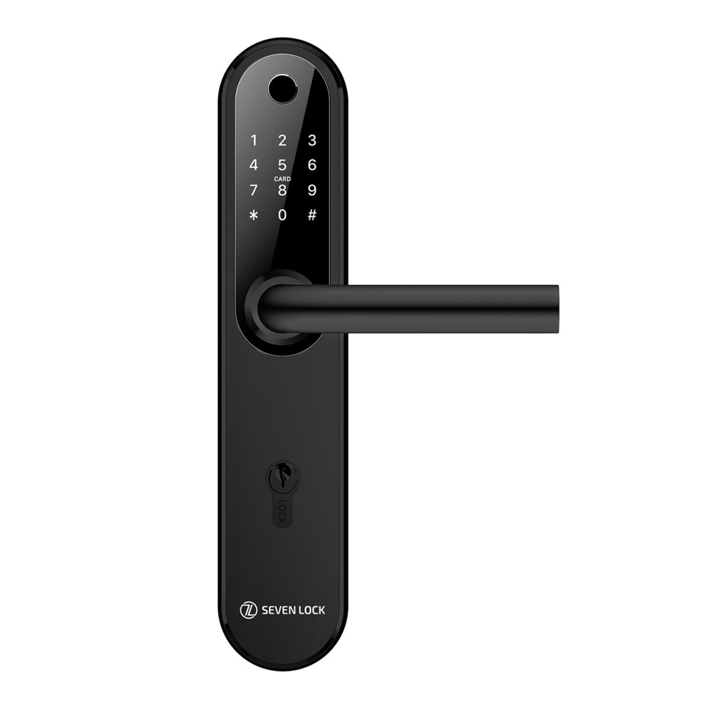 Розумний дверний біометричний замок SEVEN LOCK SL-7768BF (85мм) black (без врізної частини)