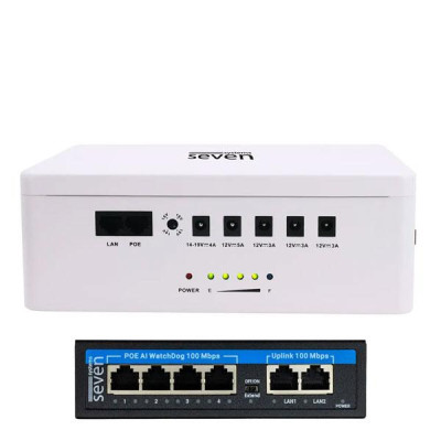 ИБП для системы видеонаблюдения Seven 6024W с PoE-коммутатором (белый)