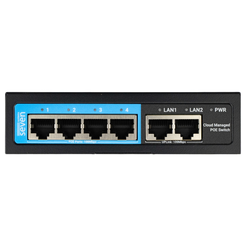 6-портовий PoE-комутатор SEVEN PS204D-12V (Cloud POE: 4, UP: 2), хмарно керований
