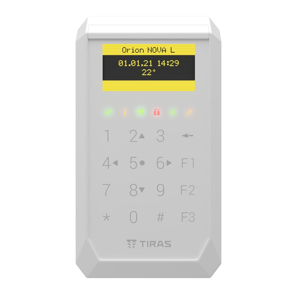 Кодова клавіатура Tiras K-PAD OLED+ white для управління охоронною системою Orion NOVA II 