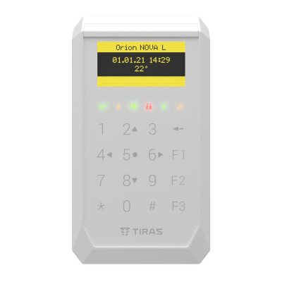 Кодова клавіатура Tiras K-PAD OLED+ white для управління охоронною системою Orion NOVA II 