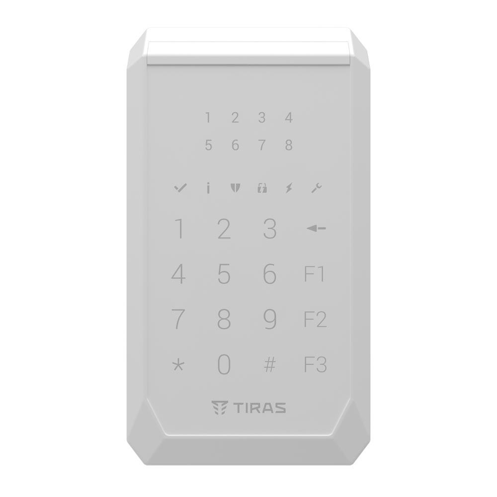 Кодова клавіатура Tiras K-PAD8 white для управління охоронною системою Orion NOVA II 