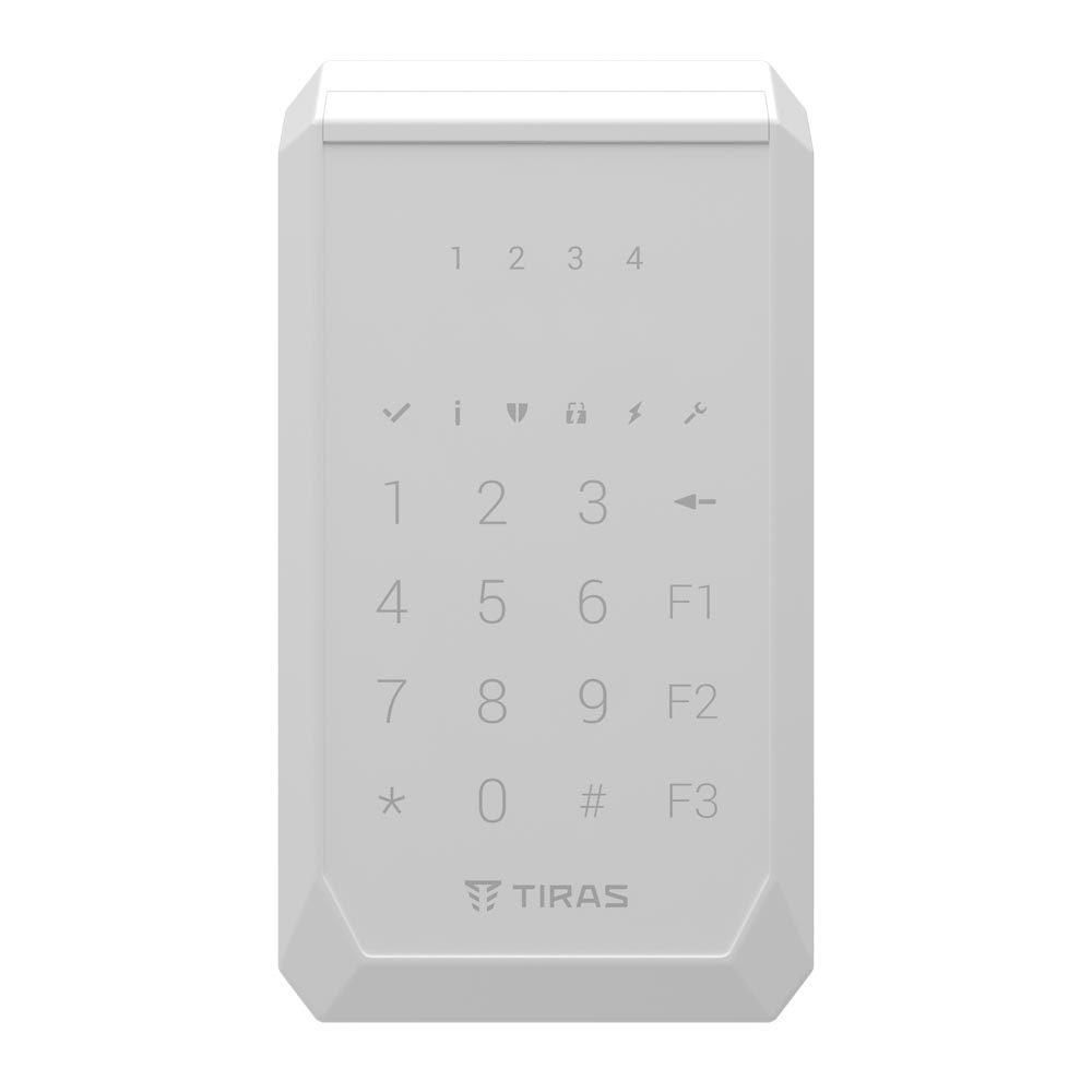 Кодова клавіатура Tiras K-PAD4+ white для управління охоронною системою Orion NOVA II 