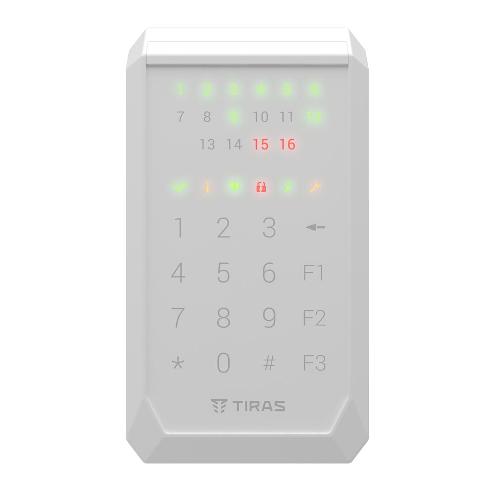 Кодова клавіатура Тірас K-PAD16 white для управління охоронною системою Orion NOVA II 