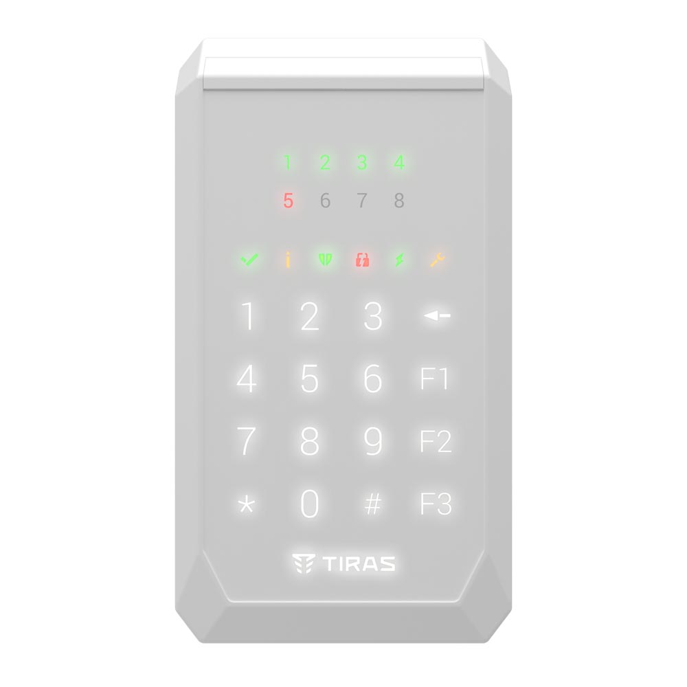 Кодова клавіатура Tiras K-PAD8 white для управління охоронною системою Orion NOVA II 