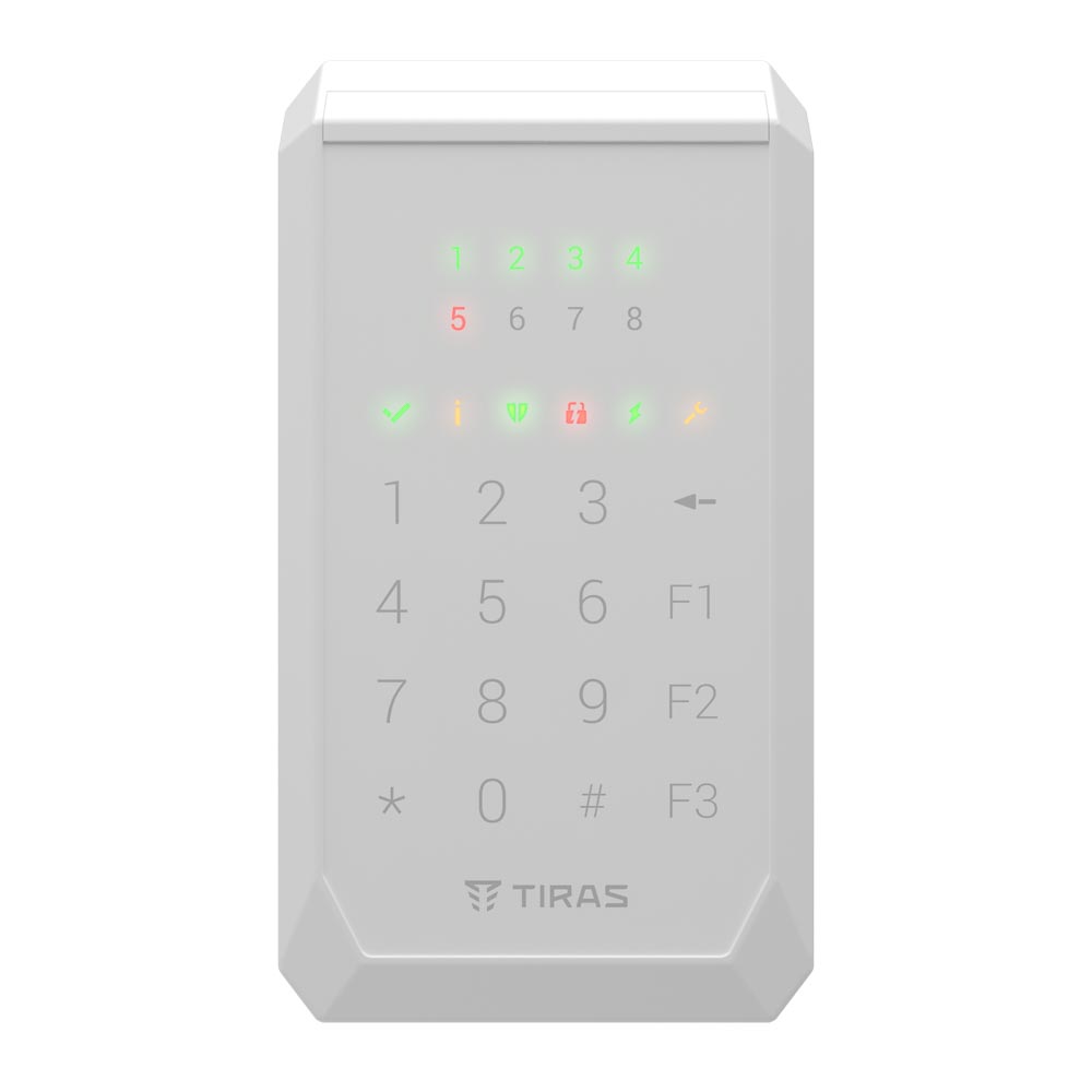 Кодова клавіатура Tiras K-PAD8 white для управління охоронною системою Orion NOVA II 