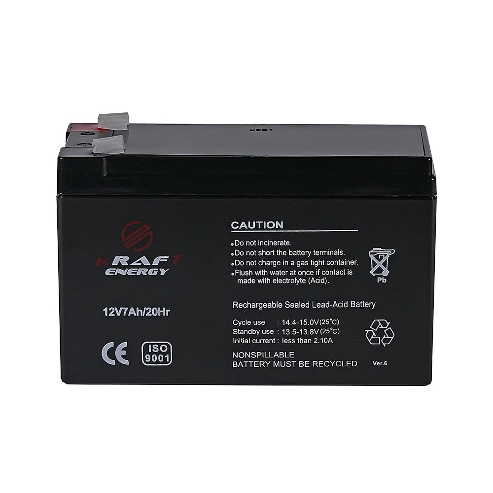 Аккумуляторная батарея 12В 7Ач Kraft 12V7Ah/20Hr F2 AGM свинцово-кислотная
