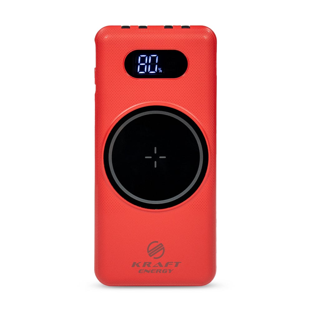 Повербанк Kraft KPB-1110 W 10000 mAh красный с беспроводной зарядкой