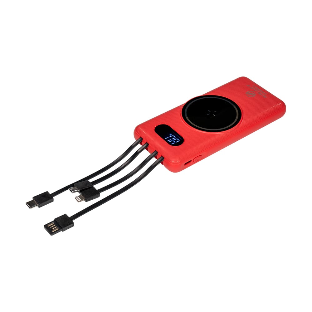 Повербанк Kraft KPB-1110 W 10000 mAh красный с беспроводной зарядкой
