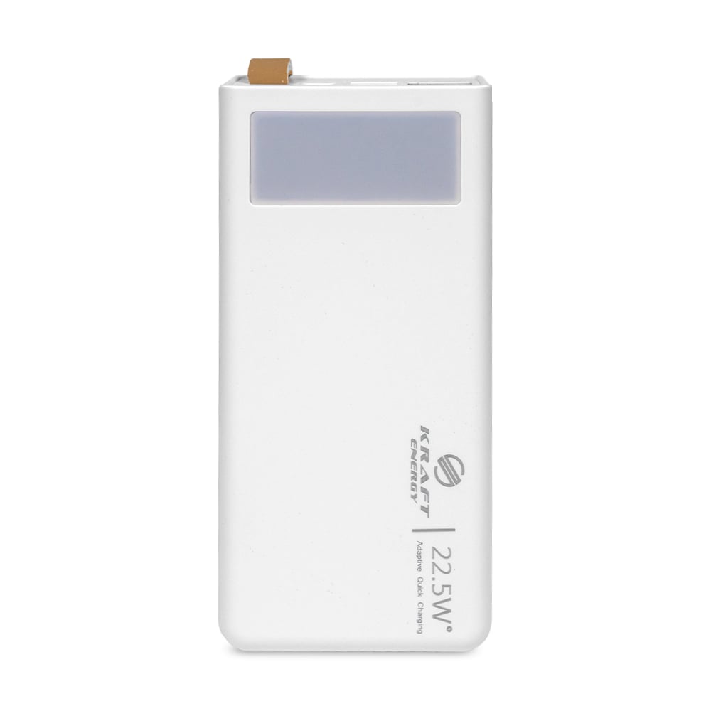 Повербанк Kraft KPB-2320FCL 22.5 W 20000 mAh білий з швидкою зарядкою та ліхтарем