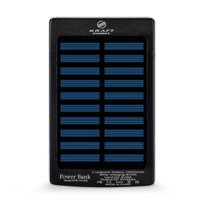 Повербанк Kraft KPB-1012SL 10000 mAh черный с солнечной панелью и фонарем