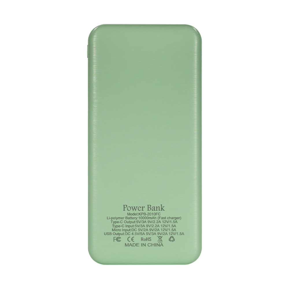 Повербанк Kraft KPB-2010FC 22.5 W 10000 mAh зеленый с быстрой зарядкой