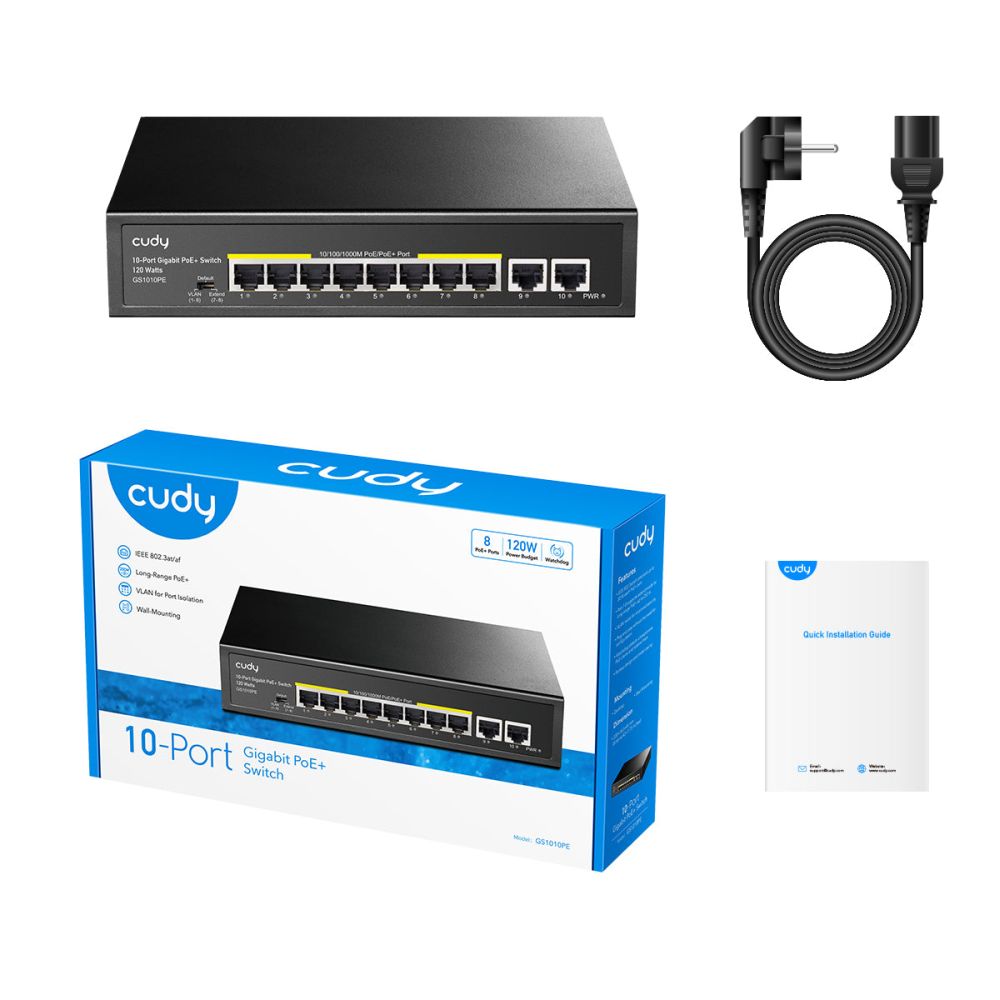PoE-коммутатор 10-портовый неуправляемый Cudy GS1010PE 120W