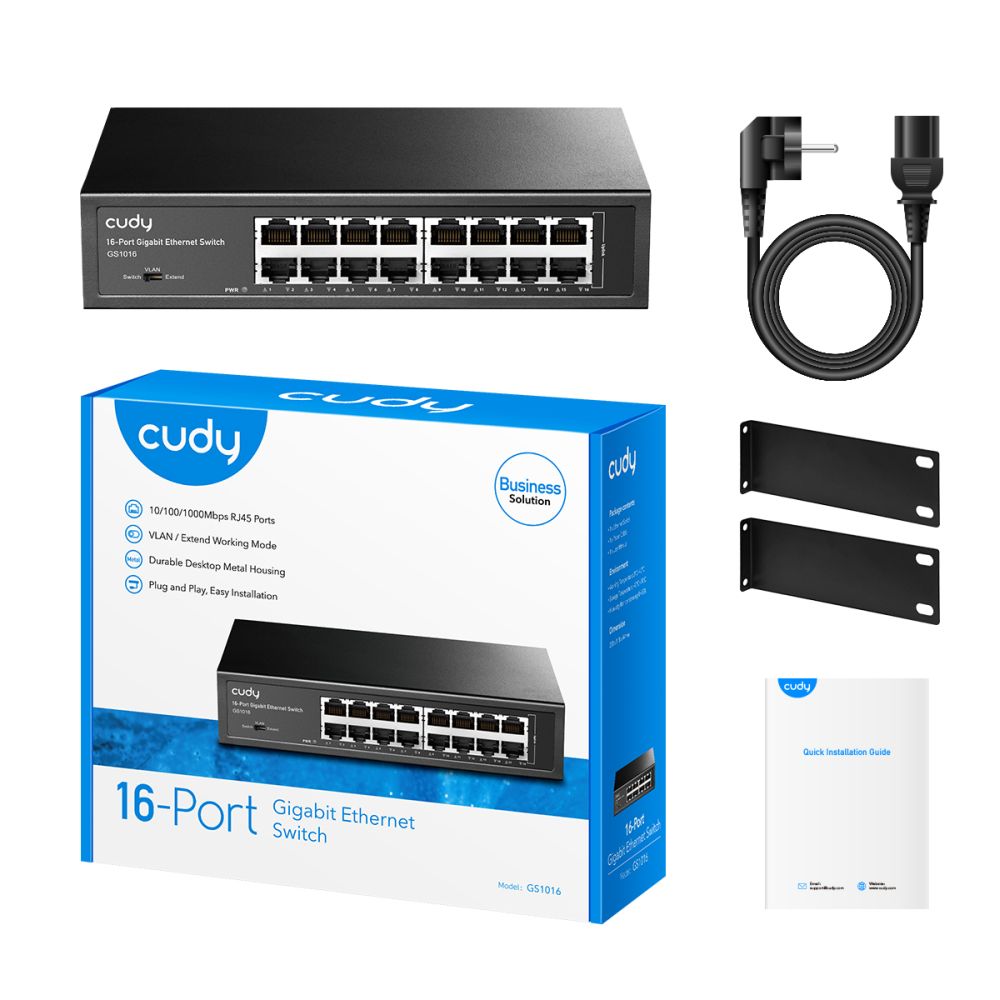 Коммутатор 16-портовый неуправляемый Cudy GS1016 гигабитный
