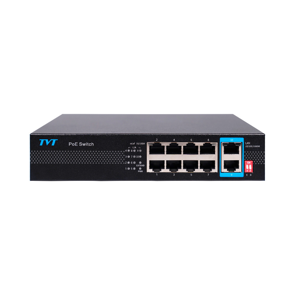 10-портовый PoE коммутатор TVT TD-B2208S1-PGU