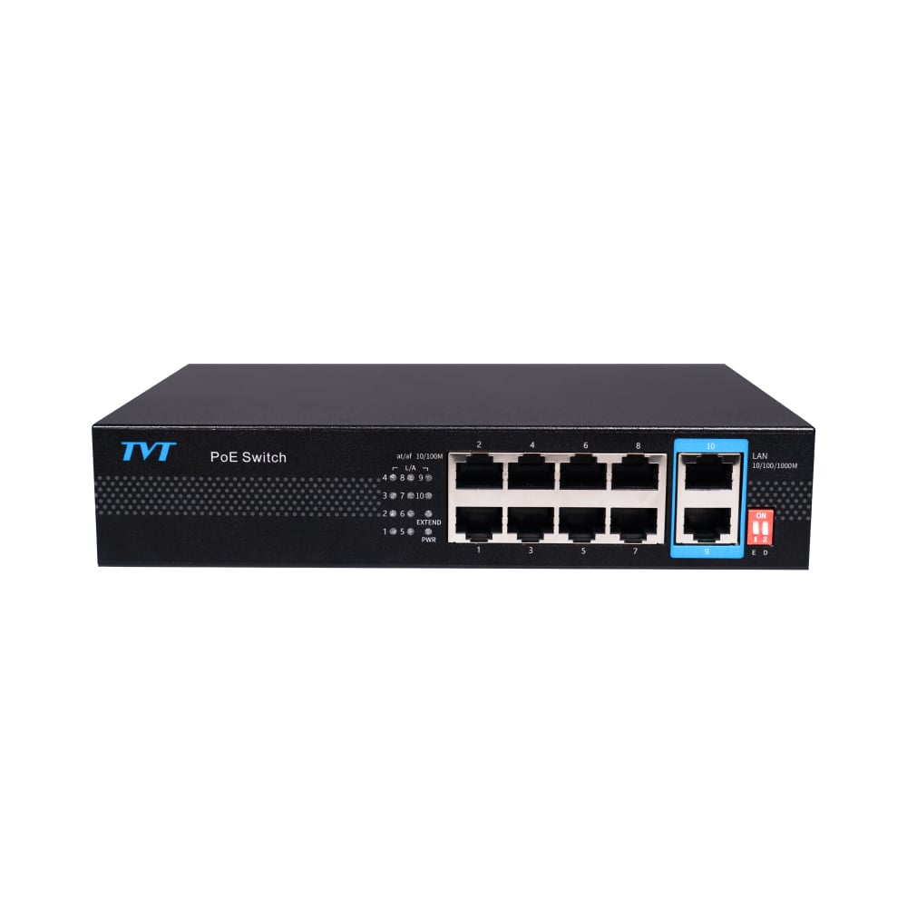 10-портовый PoE коммутатор TVT TD-B2208S1-PGU