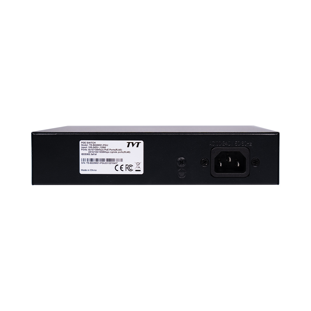 10-портовый PoE коммутатор TVT TD-B2208S1-PGU