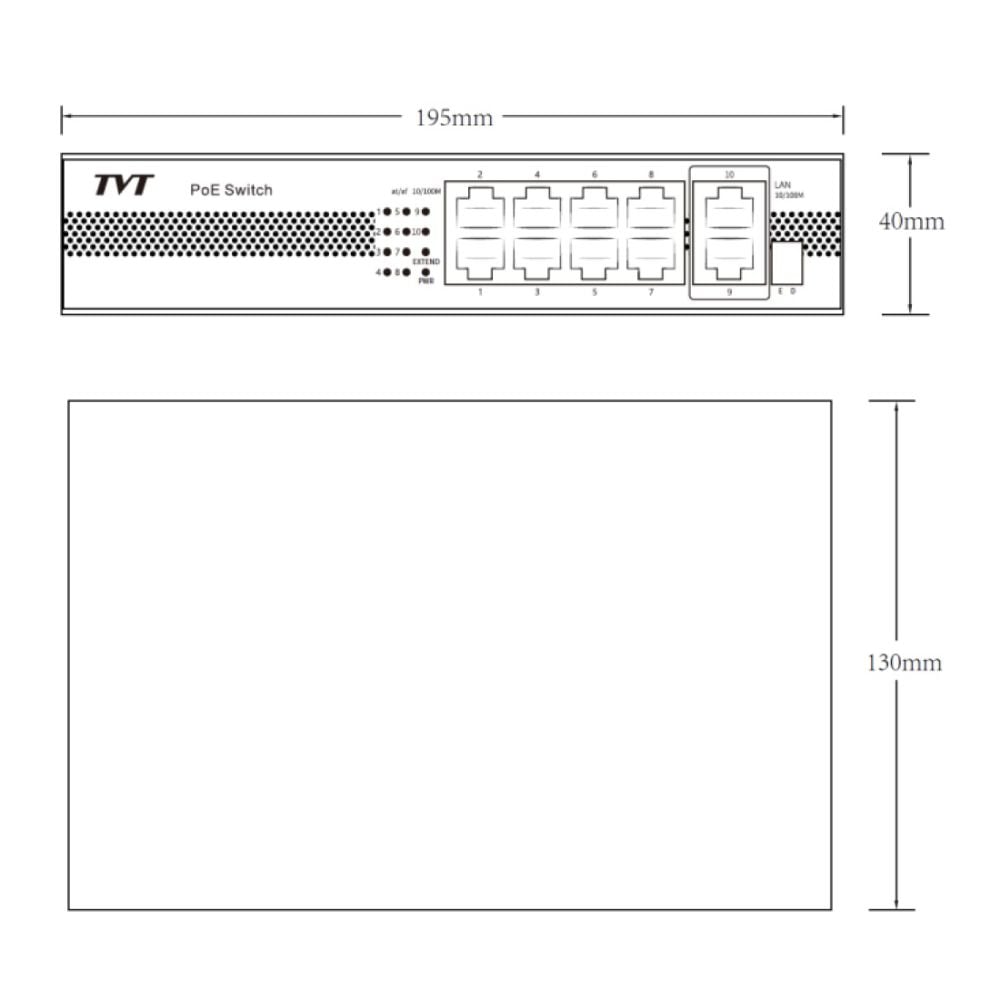 10-портовый PoE коммутатор TVT TD-B2208S1-PGU