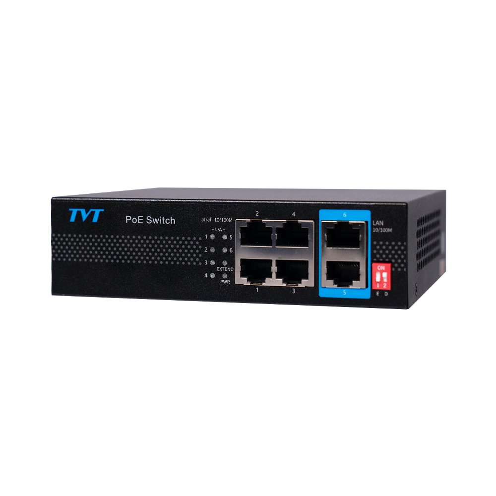 6-портовий PoE комутатор TVT TD-B2204S1-PEU