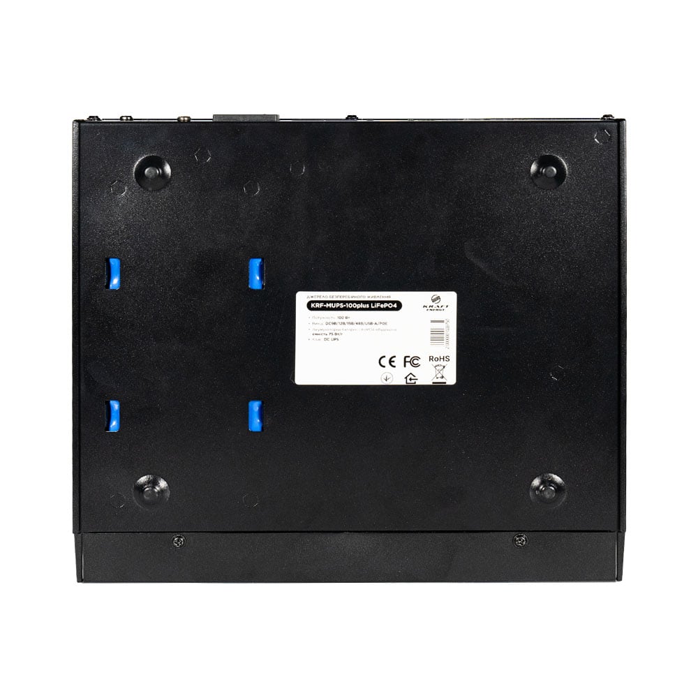 Джерело безперебійного живлення DC UPS Kraft KRF-MUPS-100plus 9V/12V/15V/24V/PoE, LiFePo4 4*6Ah, для роутера і медіаконвертера