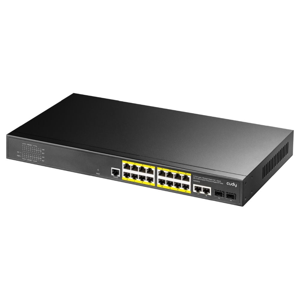PoE-комутатор 16-портовий керований L2 Cudy GS2018PS2-200W гігабітний з 16 портами PoE