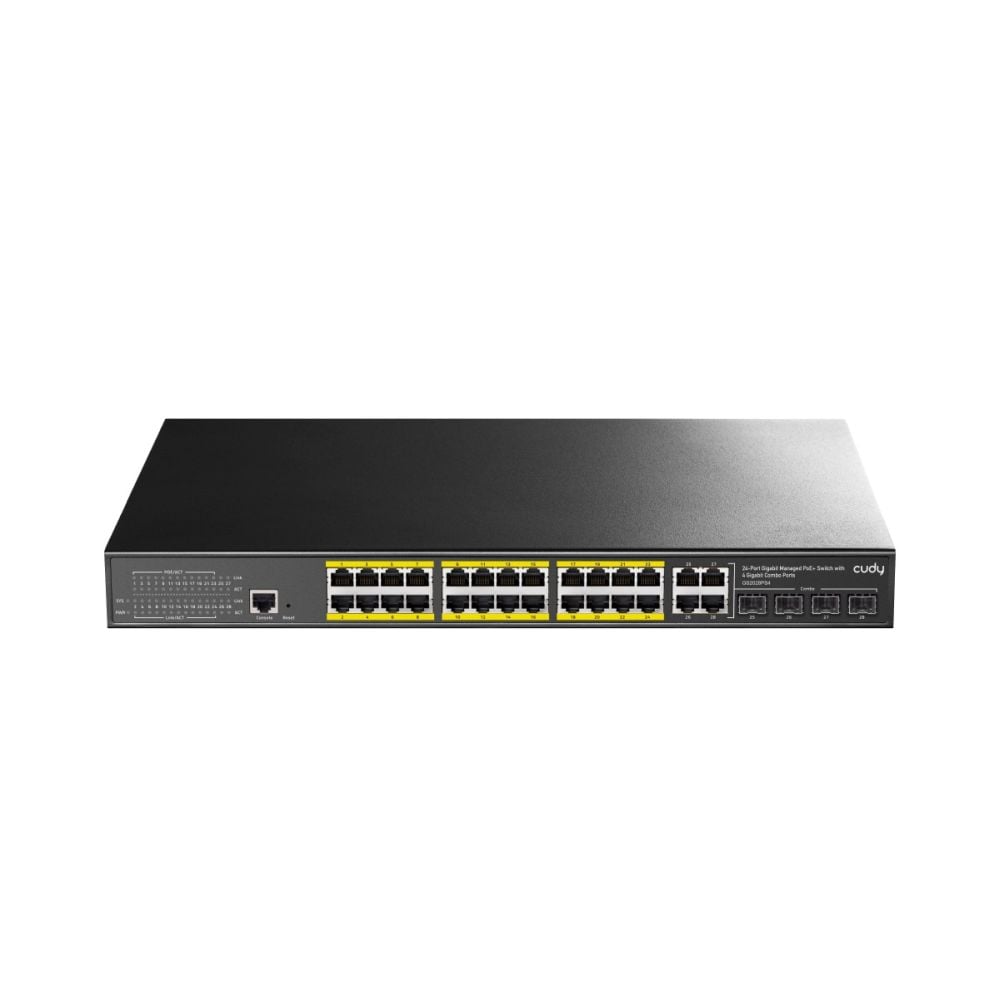 PoE-комутатор 24-портовий керований L2 Cudy GS2028PS4-300W гігабітний з 24 портами PoE
