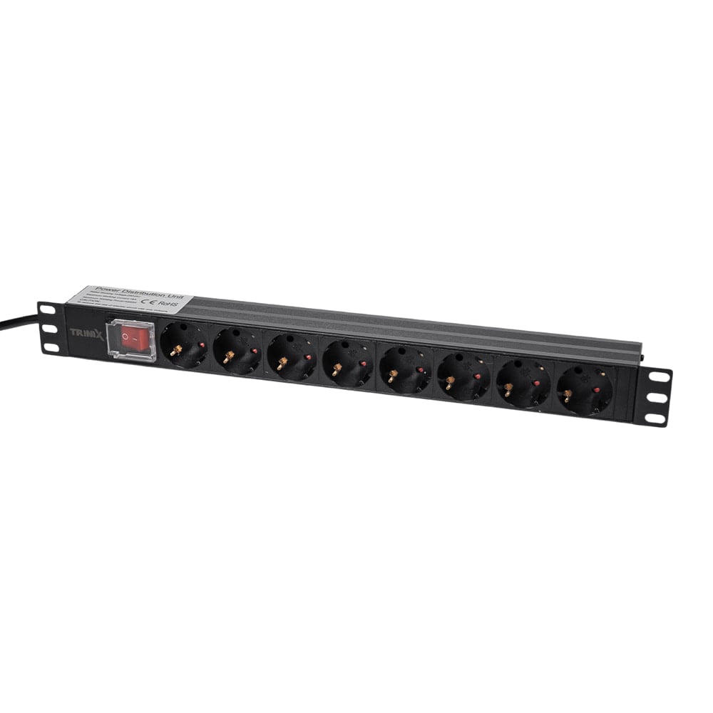Блок на 8 розеток Trinix TRX-PDU/8M-16А Black для комутаційної шафи 19"