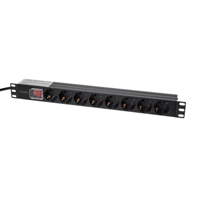 Блок на 8 розеток Trinix TRX-PDU/8M-16А Black для комутаційної шафи 19"